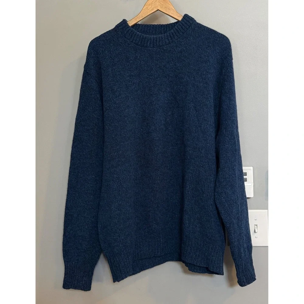 LL Bean Mens XXL Long Vintage‎ USA Made Wool Blend Crew Neck Sweater Knit